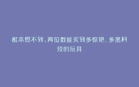 根本想不到，两位数能买到多惊艳、多黑科技的玩具！