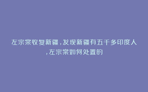 左宗棠收复新疆，发现新疆有五千多印度人，左宗棠如何处置的？