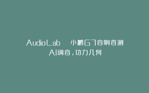 AudioLab | 小鹏G7音响首测：AI调音，功力几何？