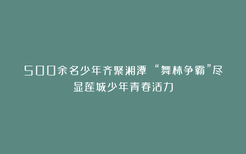 500余名少年齐聚湘潭 “舞林争霸”尽显莲城少年青春活力