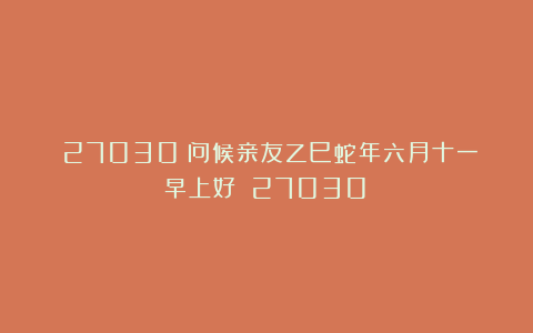 (27030)问候亲友乙巳蛇年六月十一早上好!(27030)