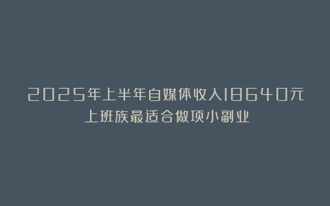 2025年上半年自媒体收入18640元：上班族最适合做项小副业