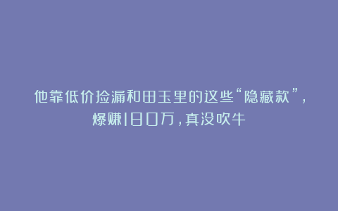 他靠低价捡漏和田玉里的这些“隐藏款”，爆赚180万，真没吹牛！
