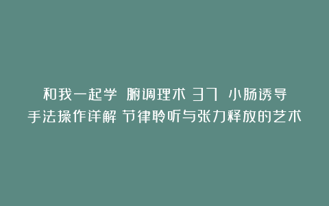 和我一起学丨臓腑调理术丨37 小肠诱导手法操作详解：节律聆听与张力释放的艺术