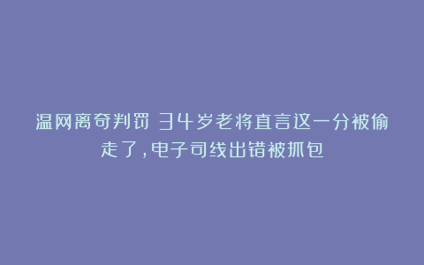 温网离奇判罚！34岁老将直言这一分被偷走了，电子司线出错被抓包