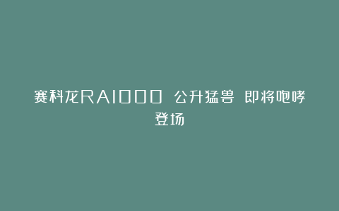 赛科龙RA1000 公升猛兽 即将咆哮登场！