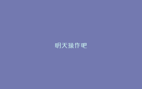 明天操作吧
