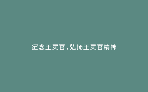 纪念王灵官，弘扬王灵官精神