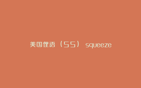 美国俚语 (55)： squeeze