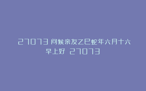 （27073）问候亲友乙巳蛇年六月十六早上好！（27073）