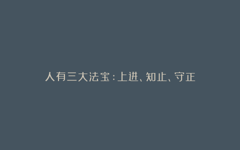人有三大法宝:上进、知止、守正