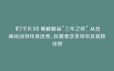 【万字长文】破解精益“三年之痒”：从热闹培训到持续改善，你需要这张组织发展路线图