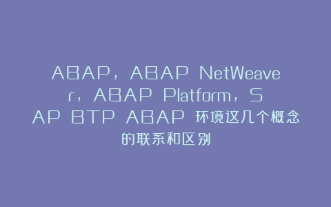 ABAP, ABAP NetWeaver, ABAP Platform, SAP BTP ABAP 环境这几个概念的联系和区别