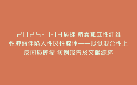 2025-7-13病理：精囊孤立性纤维性肿瘤伴陷入性良性腺体——拟似混合性上皮间质肿瘤：病例报告及文献综述