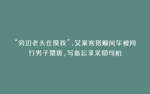 “旁边老头在摸我”，女乘客搭顺风车被同行男子猥亵，写备忘录求助司机