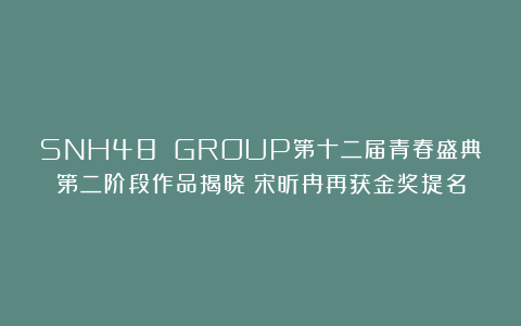 SNH48 GROUP第十二届青春盛典第二阶段作品揭晓 宋昕冉再获金奖提名