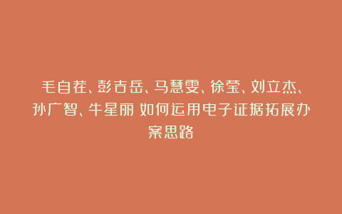 毛自荐、彭吉岳、马慧雯、徐莹、刘立杰、孙广智、牛星丽：如何运用电子证据拓展办案思路