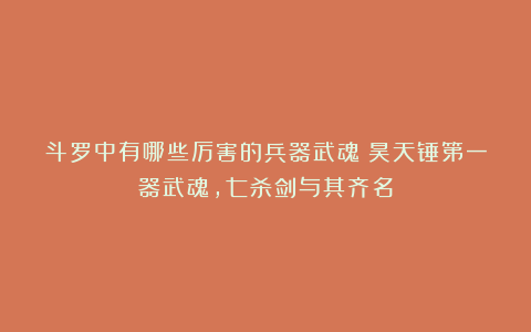 斗罗中有哪些厉害的兵器武魂?昊天锤第一器武魂,七杀剑与其齐名