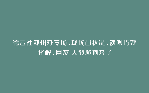 德云社郑州办专场，现场出状况，演员巧妙化解，网友：大爷遛狗来了