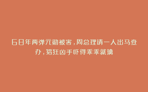 68年两弹元勋被害，周总理请一人出马查办，猖狂凶手吓得乖乖就擒