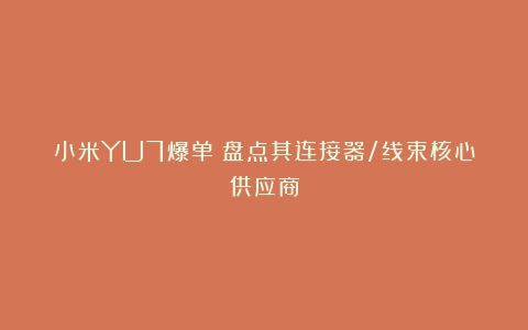 小米YU7爆单！盘点其连接器/线束核心供应商