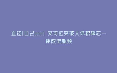 直径102mm 安可远突破大体积磁芯一体成型瓶颈