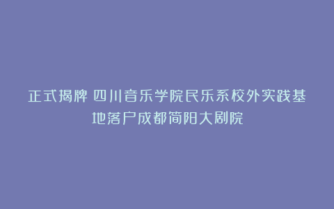 正式揭牌！四川音乐学院民乐系校外实践基地落户成都简阳大剧院