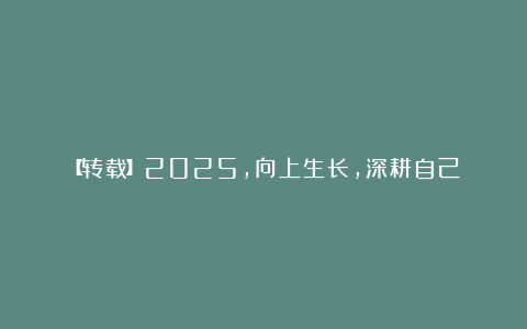 【转载】2025，向上生长，深耕自己！