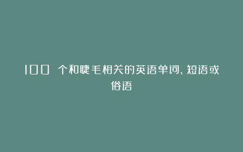 100 个和睫毛相关的英语单词、短语或俗语