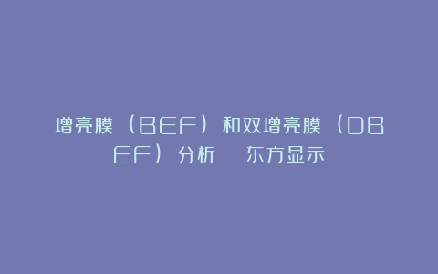 增亮膜 (BEF) 和双增亮膜 (DBEF) 分析 | 东方显示