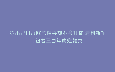 练出20万欧式精兵却不会打仗?清朝新军,包着三百年腐烂躯壳!