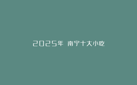 2025年 南宁十大小吃