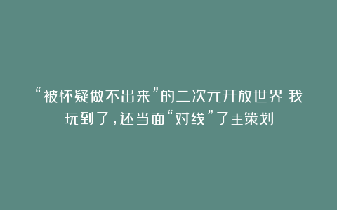 “被怀疑做不出来”的二次元开放世界？我玩到了，还当面“对线”了主策划
