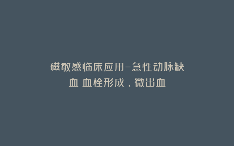 磁敏感临床应用–急性动脉缺血（血栓形成）、微出血