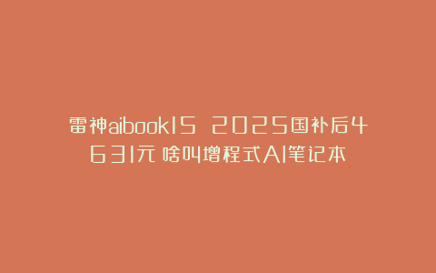 雷神aibook15 2025国补后4631元!啥叫增程式AI笔记本?