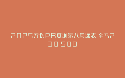 2025无伤PB夏训第八周课表（全马230～500）
