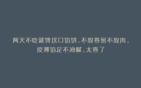 两天不吃就馋这口馅饼，不放香葱不放肉，皮薄馅足不油腻，太香了