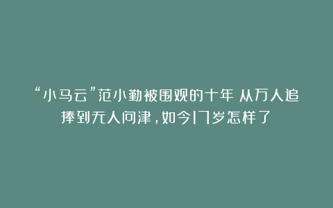 “小马云”范小勤被围观的十年：从万人追捧到无人问津，如今17岁怎样了？