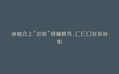 演唱会上“出轨”视频疯传，CEO宣布辞职