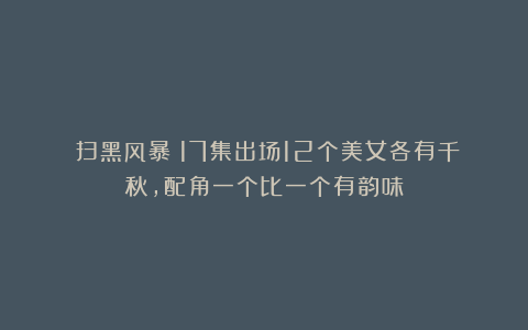 《扫黑风暴》17集出场12个美女各有千秋，配角一个比一个有韵味