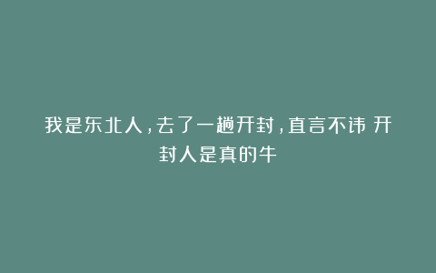 我是东北人,去了一趟开封,直言不讳:开封人是真的牛!