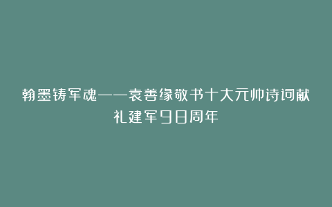 翰墨铸军魂——袁善缘敬书十大元帅诗词献礼建军98周年