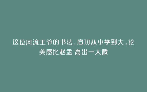 这位风流王爷的书法,启功从小学到大,论美感比赵孟頫高出一大截!