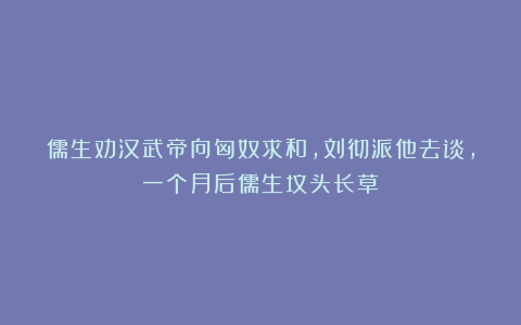 儒生劝汉武帝向匈奴求和，刘彻派他去谈，一个月后儒生坟头长草！