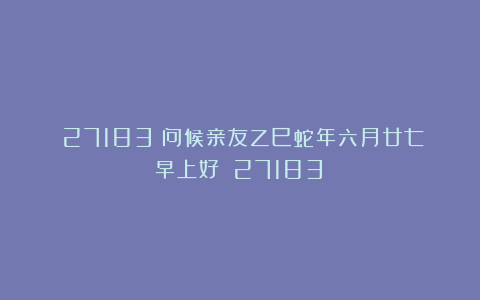 (27183)问候亲友乙巳蛇年六月廿七早上好!(27183)