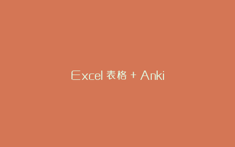 Excel 表格 + Anki