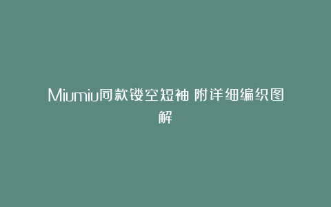 Miumiu同款镂空短袖（附详细编织图解）