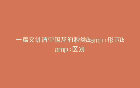 一篇文讲清中国龙的种类&形式&区别？