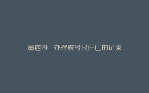 墨西哥 | 办理税号RFC的记录