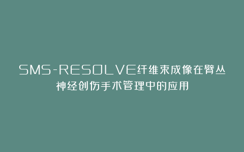 SMS-RESOLVE纤维束成像在臂丛神经创伤手术管理中的应用